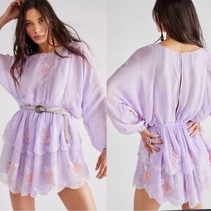 LoveShackFancy x Free People Bridgely Mini Dress Purple Floral